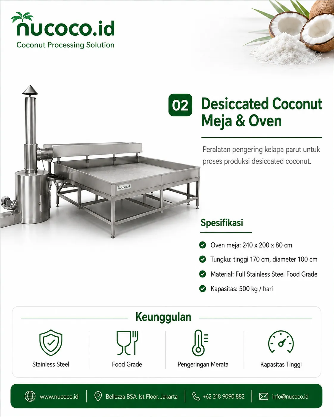 Mesin Oven dan Tungku Desiccated Coconut